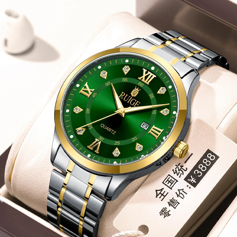 RUIGE Fashion Men's Watch Roman Scale Minimalist Men's Famous Watch Night Glow Waterproof Trendy Watch