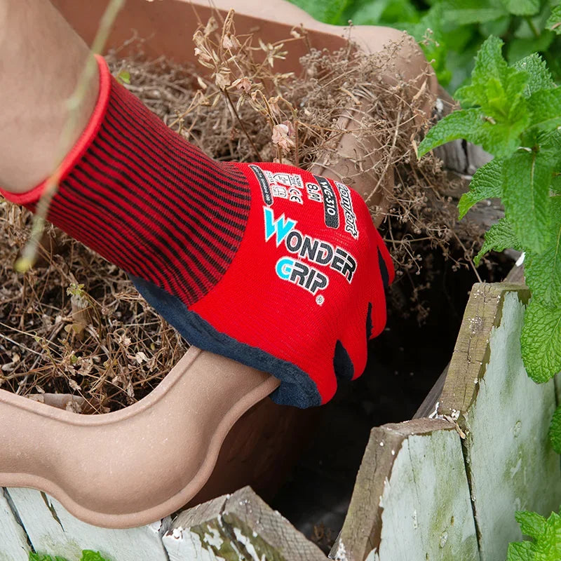 1 par de luvas de jardinagem para mulheres e homens, luvas de jardim revestidas de nitrilo, protegem contra cortes e sujeira, nylon elástico respirável