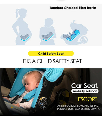 Compact Baby Stroller 4 in 1 Car Seat Lightweight Stroller 3 in 1 Pushchair All in One Travel System for Newborns Pram Doona