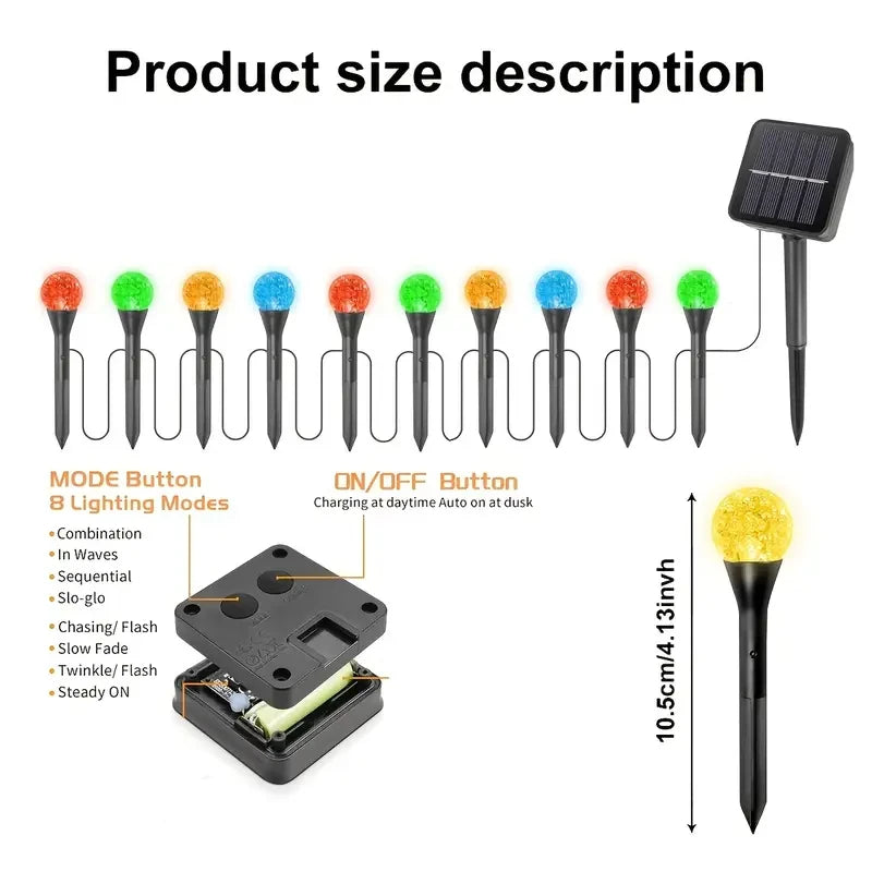 30 LED Solar Bubble Ball Lawn Lights Waterproof Solar Pathway String Light for Outdoor Garden Patios Trail Lighting Decoration