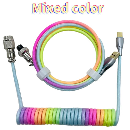 Coiled cable type C Mechanical keyboard wire USB keyboard cable  mechanical keyboard Aviator Desktop Computer Aviation Connector