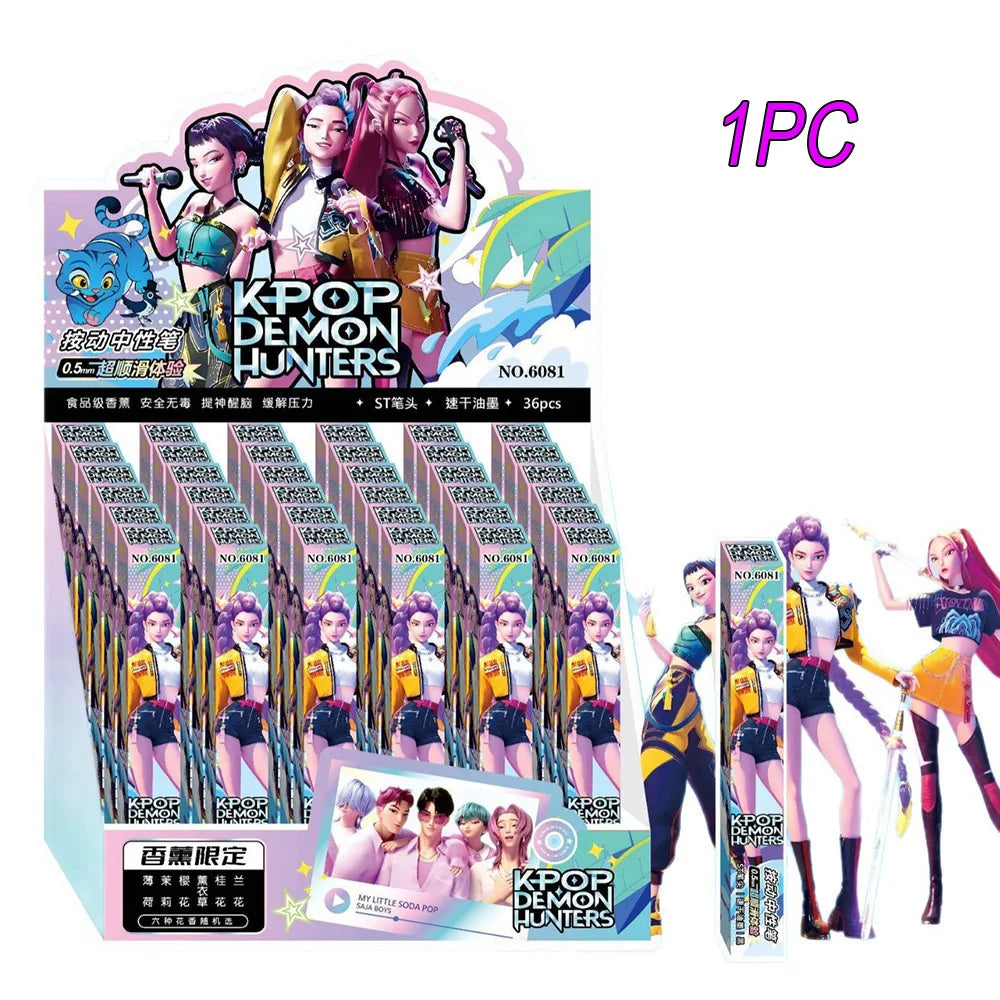1/3/6/12Pcs KPop Demon Hunters Black Gel Pen Blind Box Student Writinng Pen Anime Figure Stationery Study Supplies Gift 0.5mm