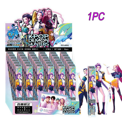 1/3/6/12Pcs KPop Demon Hunters Black Gel Pen Blind Box Student Writinng Pen Anime Figure Stationery Study Supplies Gift 0.5mm