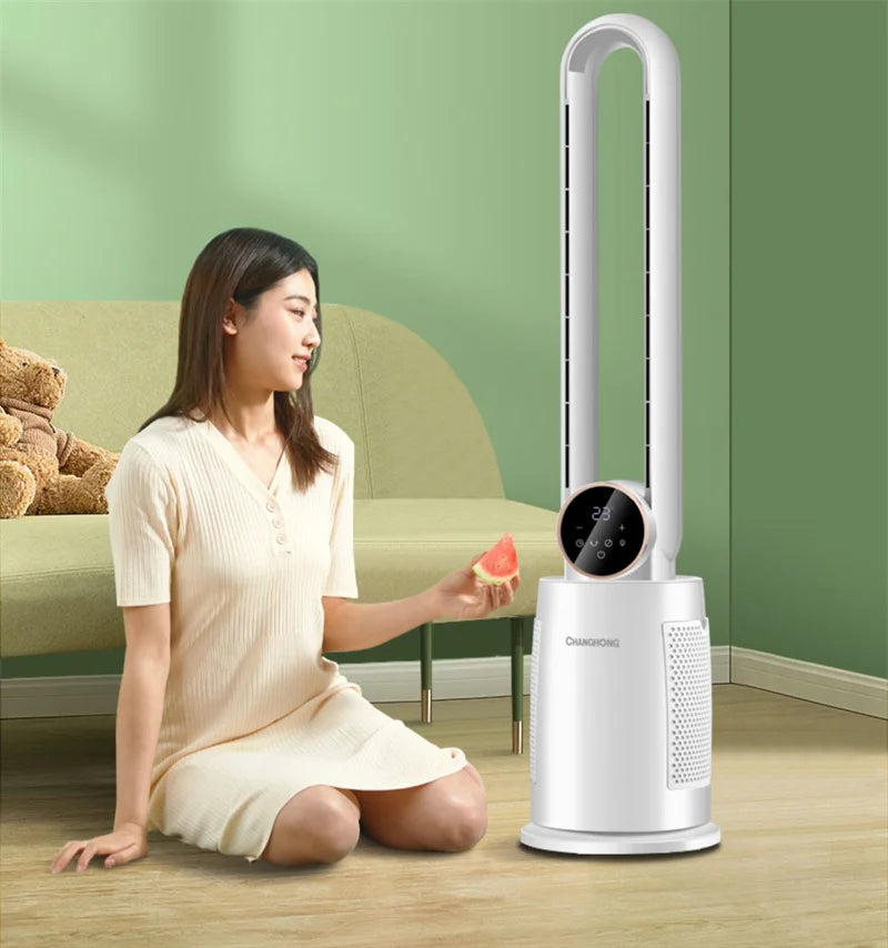 Household Bladeless Fan Wind Air Conditioner Cooling Fan Vertical Shaking Head Electric Fans Standing Fan with Remote Control