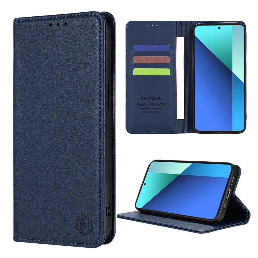 Wallet Skin friendly Magnetic Card Slot Flip Leather Case For Xiaomi 14T 13T 11T Poco X6 C65 C75 Redmi 14C 13C 13 12C 10C 9A 9C