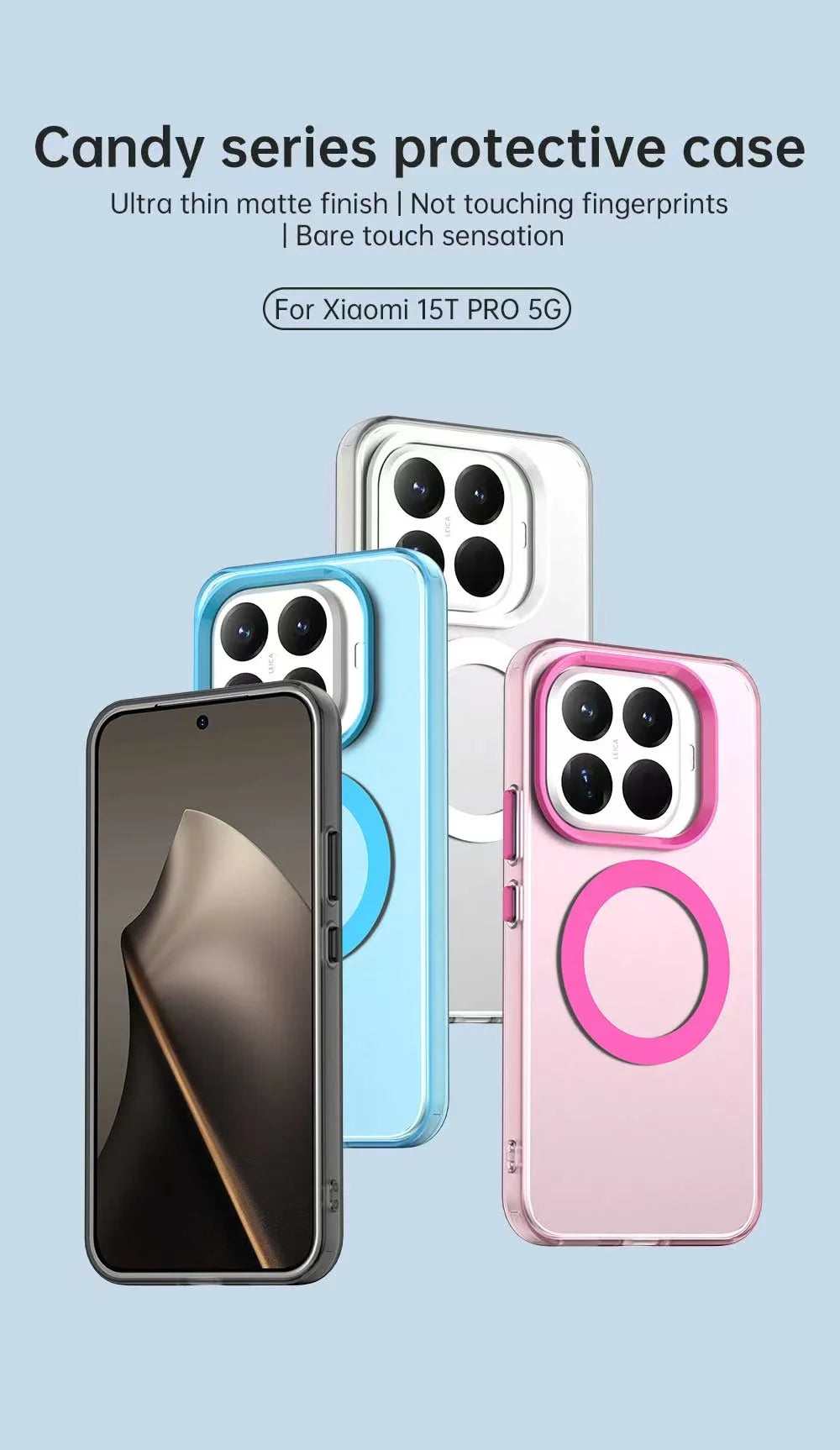 Luxury Matte Candy Magnetic Wireless Charging Transparent Case For Redmi Xiaomi 14T Pro 15T 15TPro For Magsafe Shockproof Cover