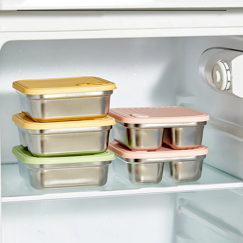 WORTHBUY 304 Stainless Steel Lunch Box With Lid Portable Fruit Salad Food Container Stackable Leak Proof Bento Box For Student