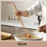 Japanese Extra Long Wooden Chopsticks Polished Beech Wood Fried Food Noodle Anti-slip Chopsticks Kitchen Cooking Tools