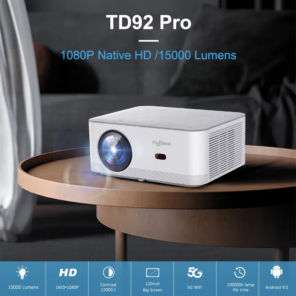 ThundeaL TD92Pro Mini Projector Full HD 1080P Projetor 5G WiFi Android 4K Video TD92 Pro Portable Beamer 3D Movie Home Theater