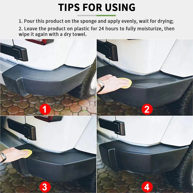 Restaurador de plástico para carro, produtos de limpeza de carro com brilho preto, restauração de couro plástico, polimento automático e reparo, renovador de revestimento