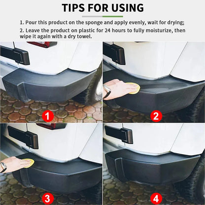 Restaurador de plástico para carro, produtos de limpeza de carro com brilho preto, restauração de couro plástico, polimento automático e reparo, renovador de revestimento