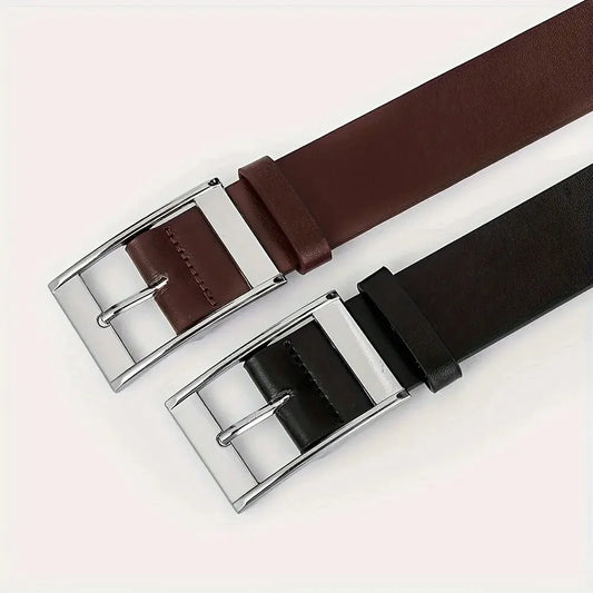 Cinturón de lujo para hombre, de piel sintética, con hebilla de metal, de alta calidad y diseño de marca famosa, ideal para vaqueros.