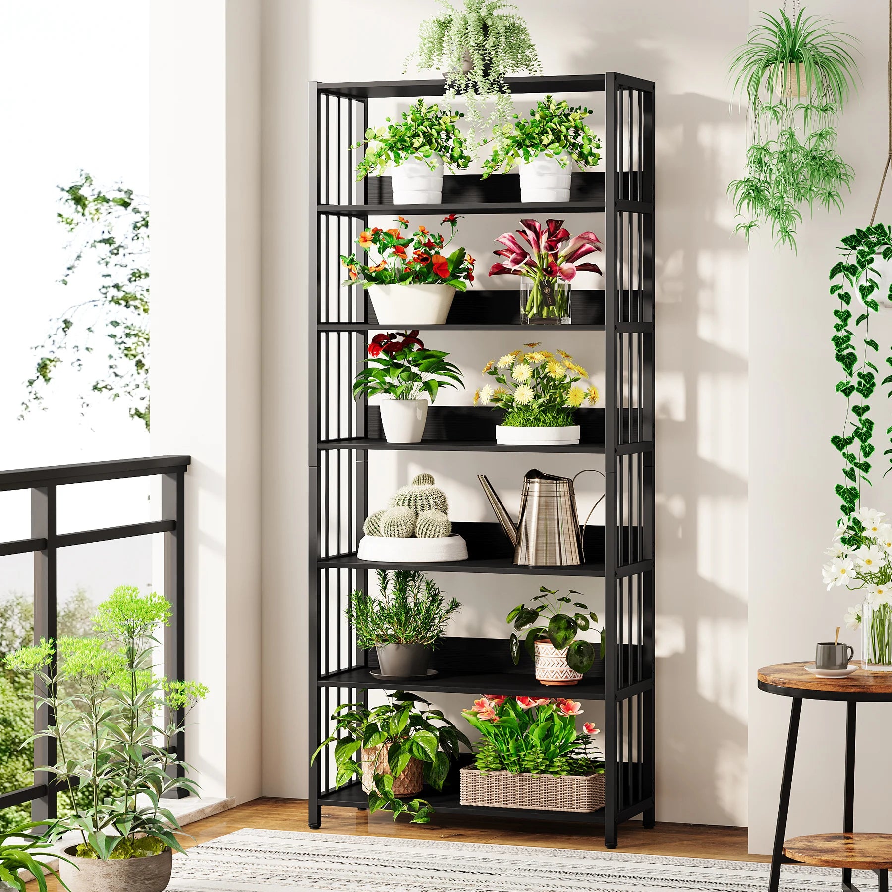 Tribesigns Bookshelf Storage Rack Standing Shelf 5 Tier Industrial Sturdy Bookshelf with Iron Pipe Frame