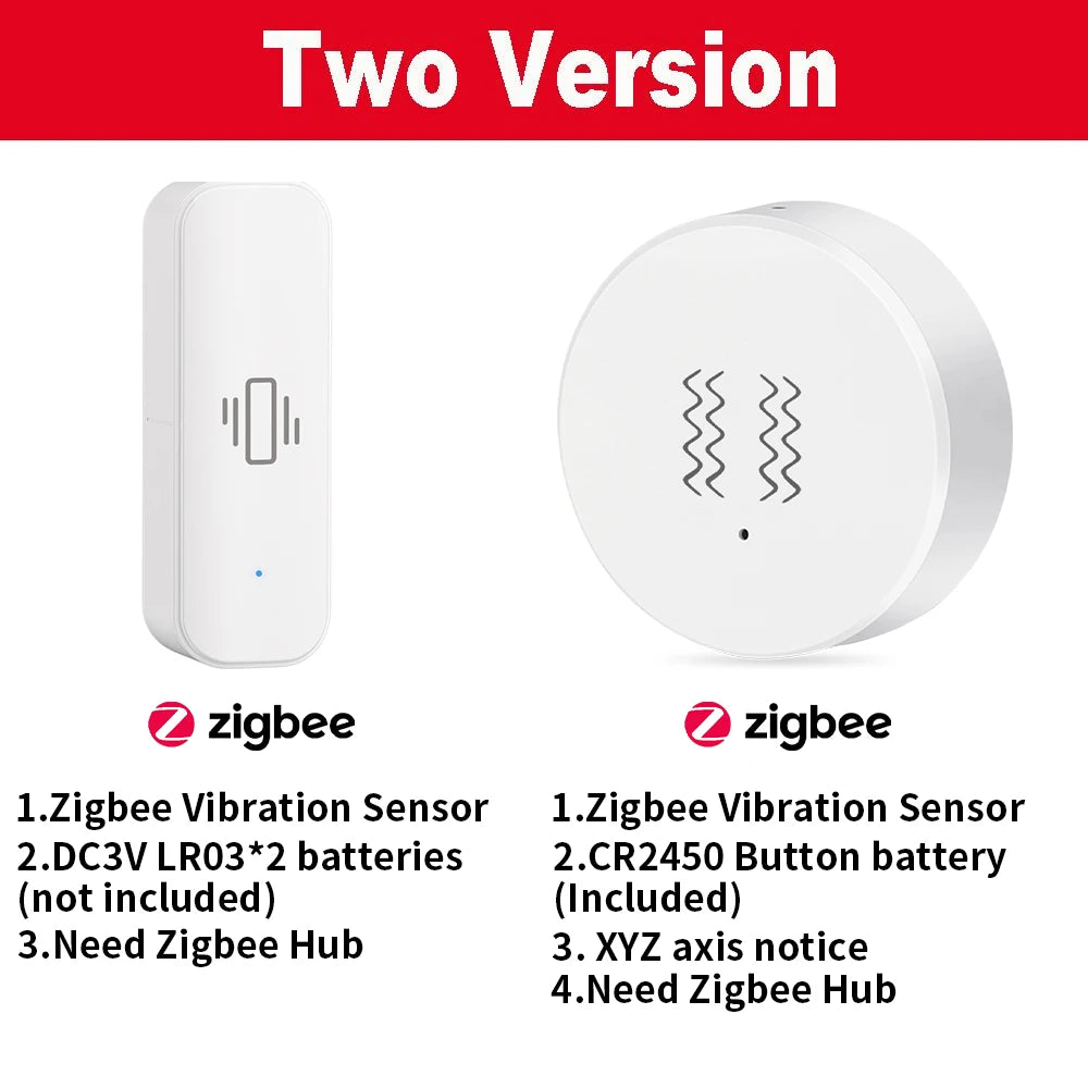 Tuya ZigBee Vibration Detector Smart Life App Monitor remote Security Protection Zigbee Sensor Motion Shock Alarm Need Gateway