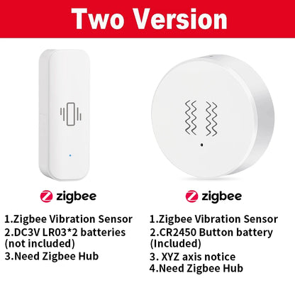 Tuya ZigBee Vibration Detector Smart Life App Monitor remote Security Protection Zigbee Sensor Motion Shock Alarm Need Gateway