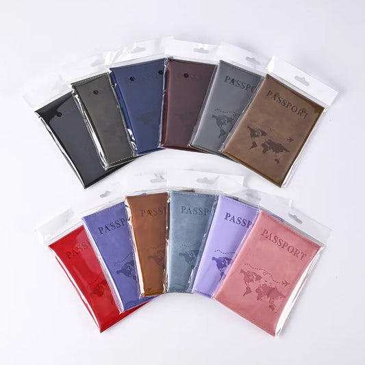 Funda protectora colorida de PU para pasaporte, para billetes y tarjetas de crédito, accesorios de viaje