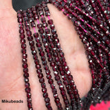 Wholesale Natural 4mm+-0.2 Red Garnet Faceted Square Loose Beads For Jewelry Making DIY Bracelets Necklace Mikubeads