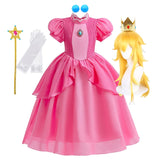 Peach Cosplay Costume for Girls Fancy Princess Cosplay Pink Dress Carnival Birthday Party Kids Movies Ball Gowns Clothes