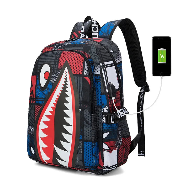 Camo Bookbag for Middle Shark Backpack Boys for Kids School Bags Travel Back Pack