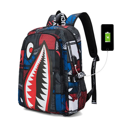 Camo Bookbag for Middle Shark Backpack Boys for Kids School Bags Travel Back Pack