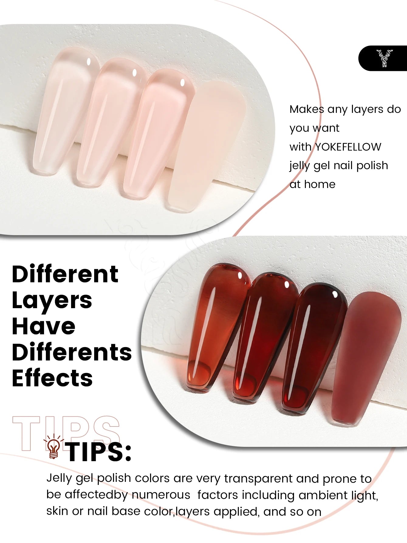 NEW YOKEFELLOW 10ml Crystal Jelly Nude Red Pink Gel Nail Polish Transparent Semi-permanent UV Gel Nail Art Soak Off Gel Varnish