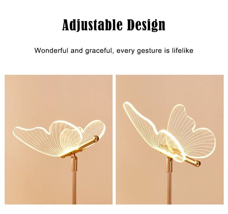 Butterfly Led Table Lamp Retro Gold Acrylic Desk Lamps Hotel Villa Art For Living Room Bedside Desktop Decor Led Night Lights