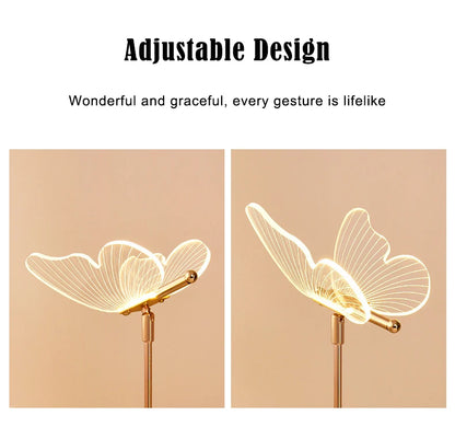Butterfly Led Table Lamp Retro Gold Acrylic Desk Lamps Hotel Villa Art For Living Room Bedside Desktop Decor Led Night Lights