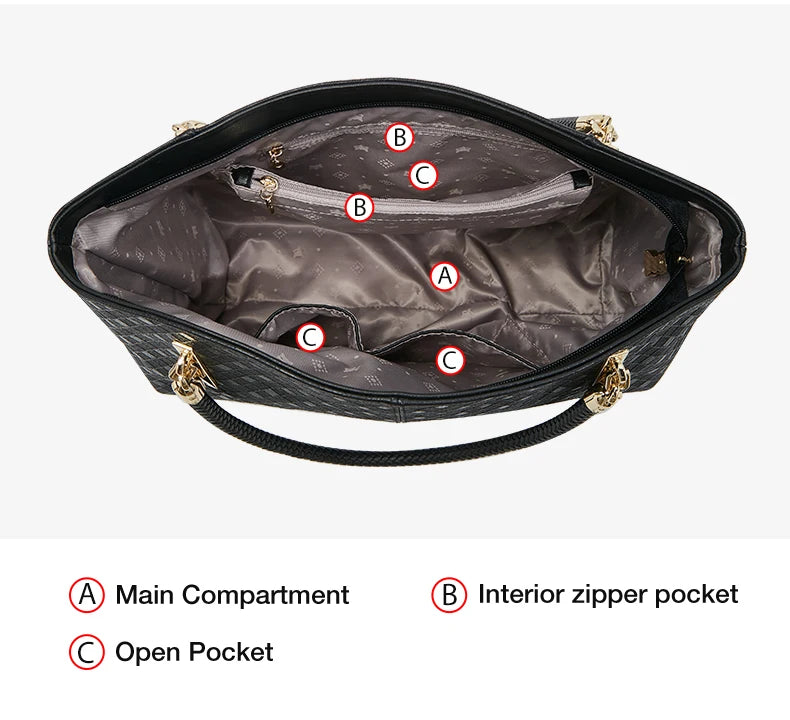 FOXER Genuine Leather Lady's Handbag Elegant Luxury Design Women Shoulder Bag Large Capacity Tote Bag Best Gift for Mom, Wife