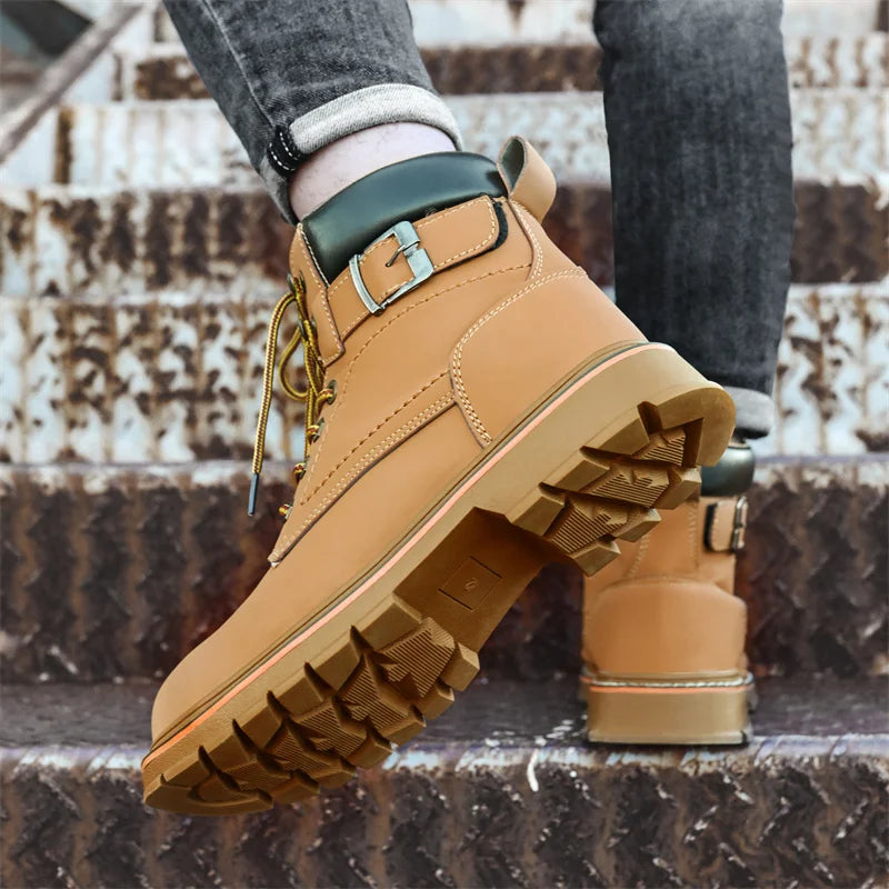 Latest 2023 Waterproof Men Leather Boots Steel Toe Cap Safety Work Shoes Anti Smashing Indestructible Construction Welding Boots