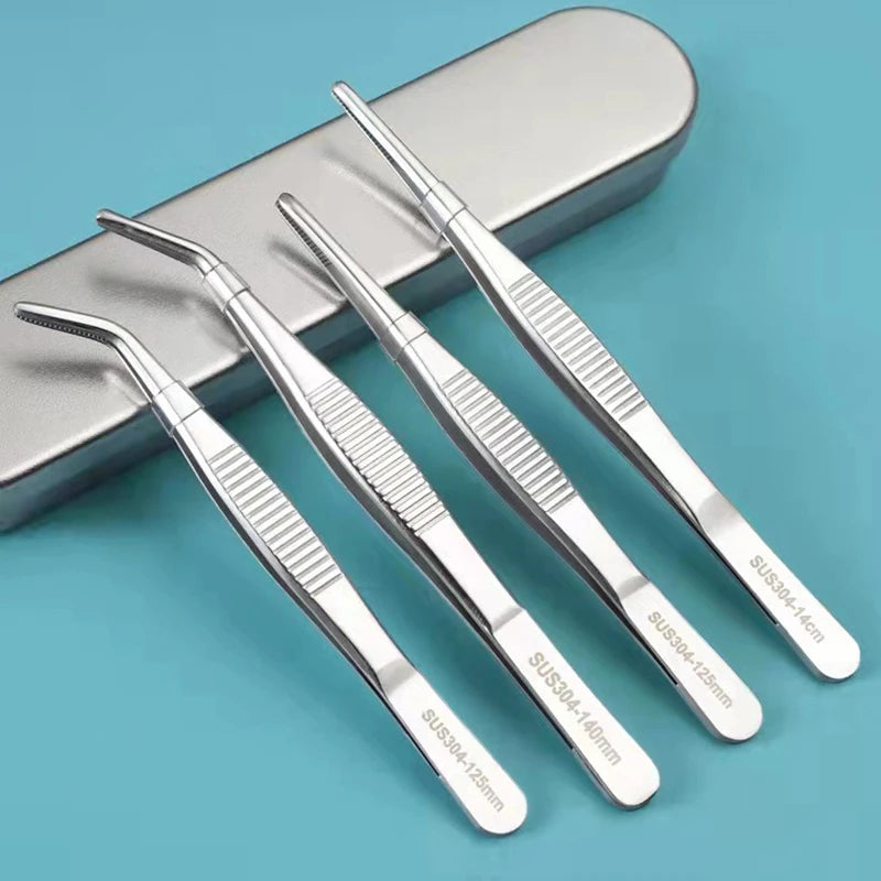 Stainless Multifuctional Steel Elbow Tweezers Aquarium Clip Long Tongs Medical Tweezers Forceps Pet Feeding Tools Non-slip