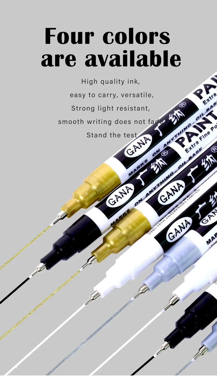 Fine tip permanent Paint Marker Pen DIY Paint Metallic Pen Permanent Gold SILVER Marker Touch Up,School Model Painting