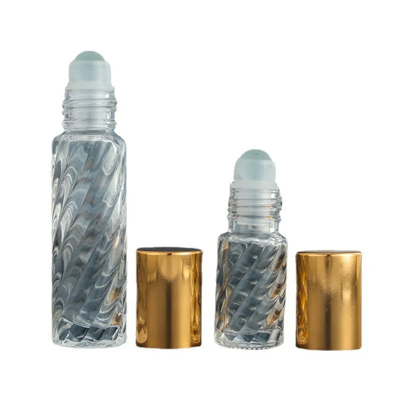 5/10ml Essential Oil Glass Roller Bottles With Roller Balls Refillable Perfume Dispenser Vials Travel Clear Cosmetic Container