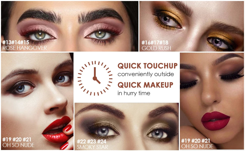 FOCALLURE Lápiz de sombra de ojos perlado de 24 colores, resistente al agua, con brillo, pigmento brillante, delineador en barra, herramientas de maquillaje