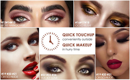 FOCALLURE Lápiz de sombra de ojos perlado de 24 colores, resistente al agua, con brillo, pigmento brillante, delineador en barra, herramientas de maquillaje