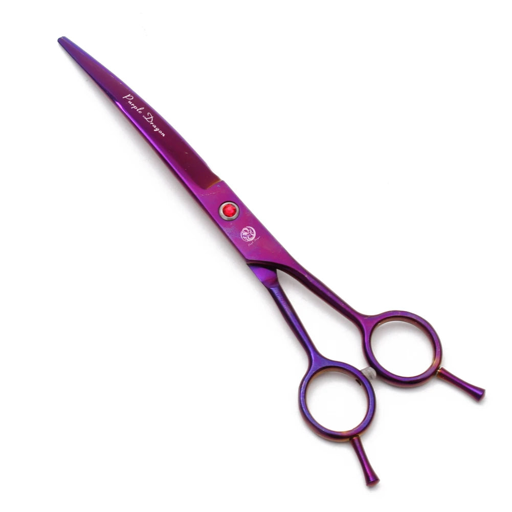 Tijeras de peluquería canina Purple Dragon de 6,5" y 7" de acero inoxidable, curvadas hacia arriba, profesionales para mascotas, tijeras de entresacar, Z3002