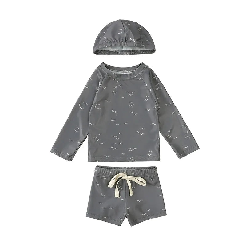 2025 Summer Baby Boys Swimsuit Long Sleeves One Piece Swimwear for Kids Toddler Cartoon UPF50+ Rash Guards Infant Bathing Sui