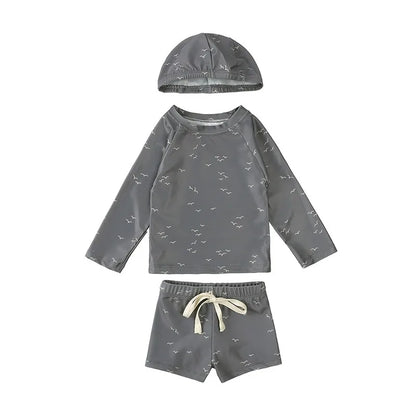 2025 Summer Baby Boys Swimsuit Long Sleeves One Piece Swimwear for Kids Toddler Cartoon UPF50+ Rash Guards Infant Bathing Sui