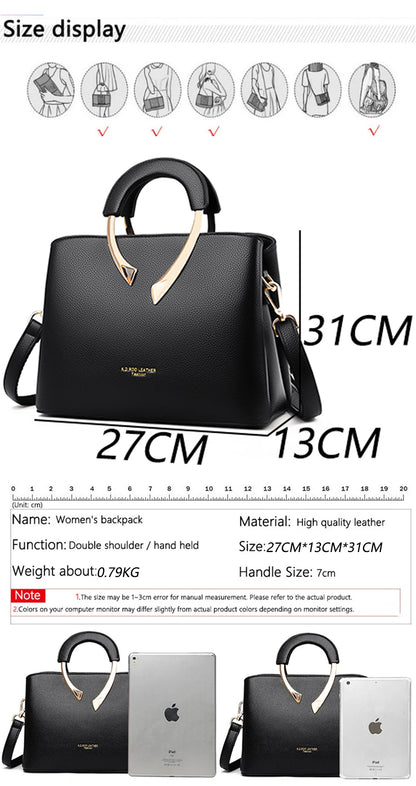 2026 New Style Crossbody Bag Medium Mom Bag Lychee Pattern Large Soft PU Zipper Closure Daily Use Fashionable Ladies Handbag Sac