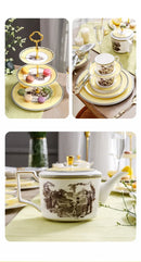 Nordic retro European tableware porcelain plates cups saucers pots high-end luxury sets creative home gifts
