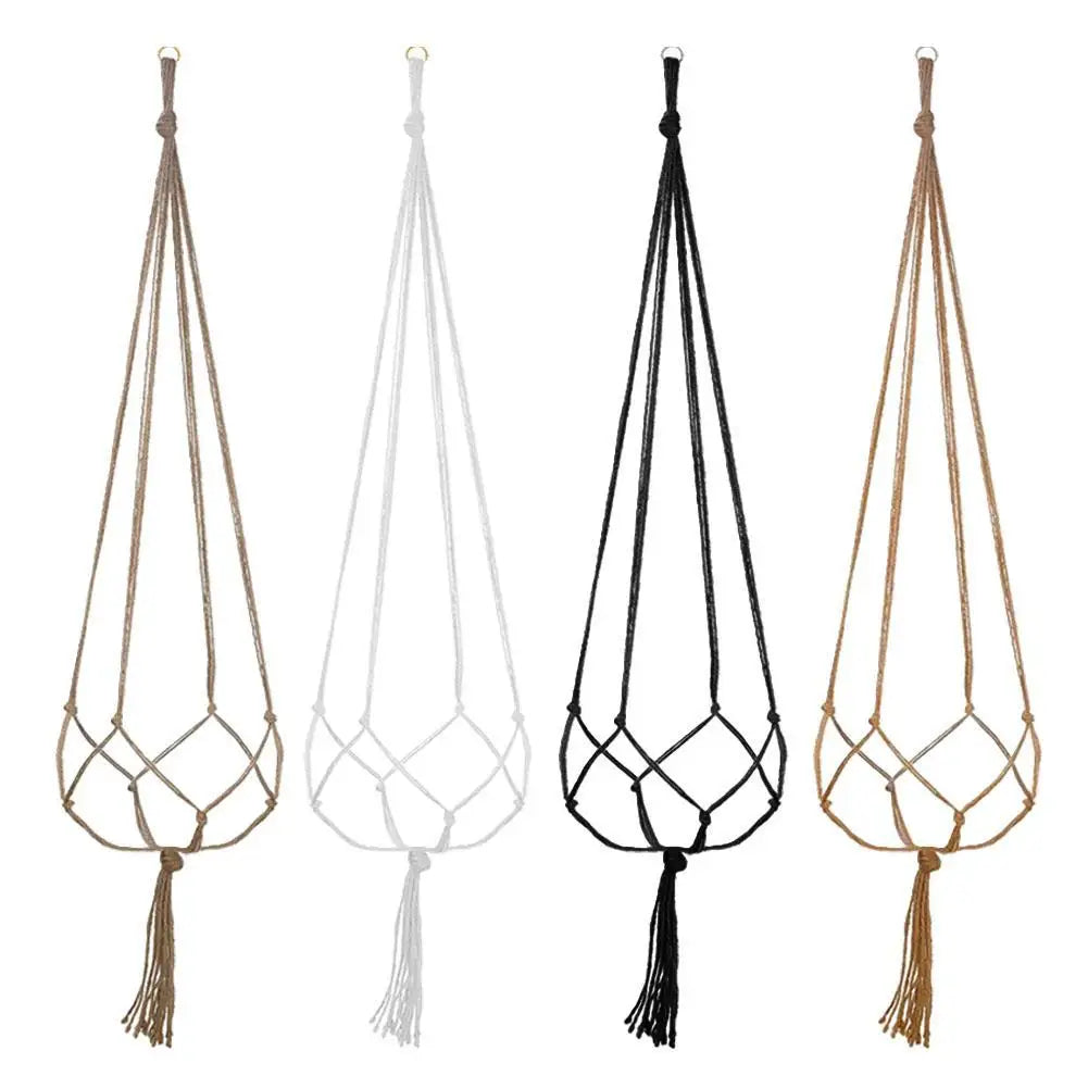 1pcs Braided Rope Hanging Basket  Flower Pot Straw Macrame Net Hanger Garden Holder Craft Plant Balcony Decor Accessories