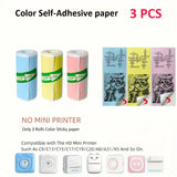 Mini Pocket Printer 5 Rolls Of Self-Adhesive Paper Portable Thermal Printer For Printer Suitable For Home Office Study And Work