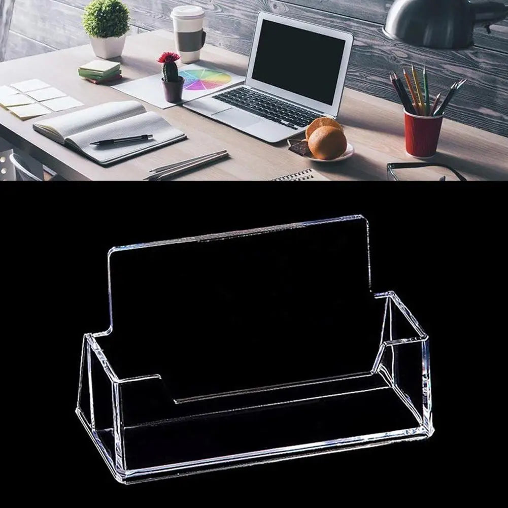 Clear Business Card Holder Organizer Office Desk Display Stand Memo Counter Accessories Tabletop Business Card Holder Storage