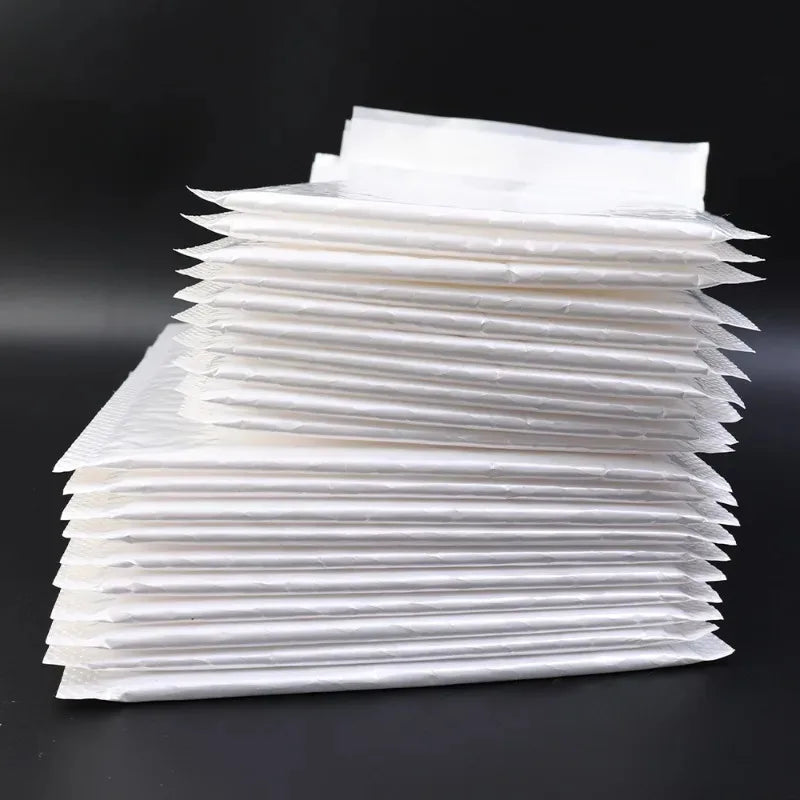 Bubble Mailers para embalagem de correio, envelope acolchoado branco, auto selo, sacos de envio, presente, atacado, 100pcs
