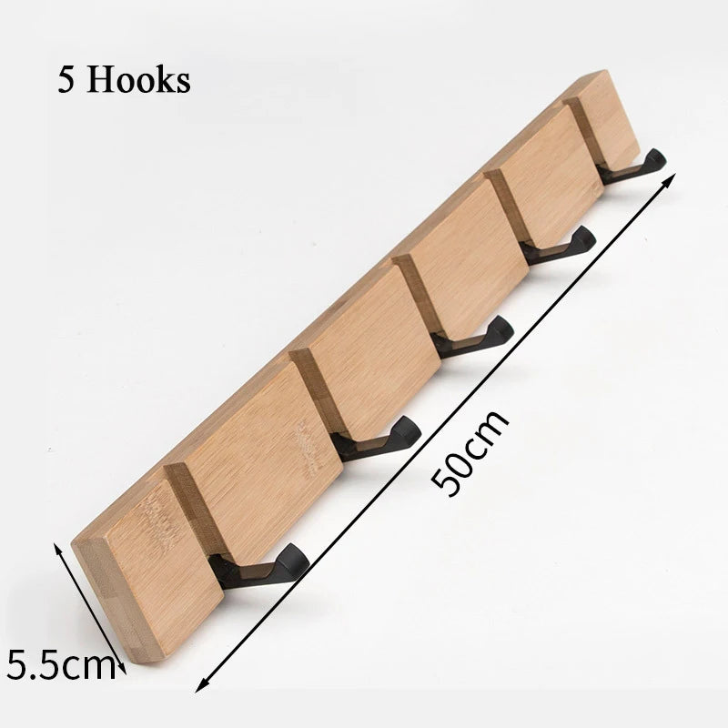 Colgador de llaves de bambú para colgar en la pared, organizador de pared, perchero rectangular, ganchos para abrigos, decoración del hogar, perchero