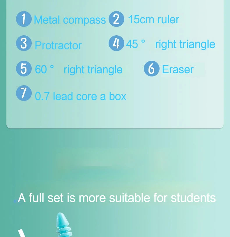 7-In-1 Multifunctional Compass Ruler Set Integrated High Aesthetic Drawing Office Tools for Primary Secondary School Stationery