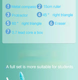 7-In-1 Multifunctional Compass Ruler Set Integrated High Aesthetic Drawing Office Tools for Primary Secondary School Stationery