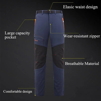 Mens Autumn Winter Outdoor Windproof Waterproof Breathable Warm Hiking Casual Trousers Camping Climbing Skiing Fleece Long Pants