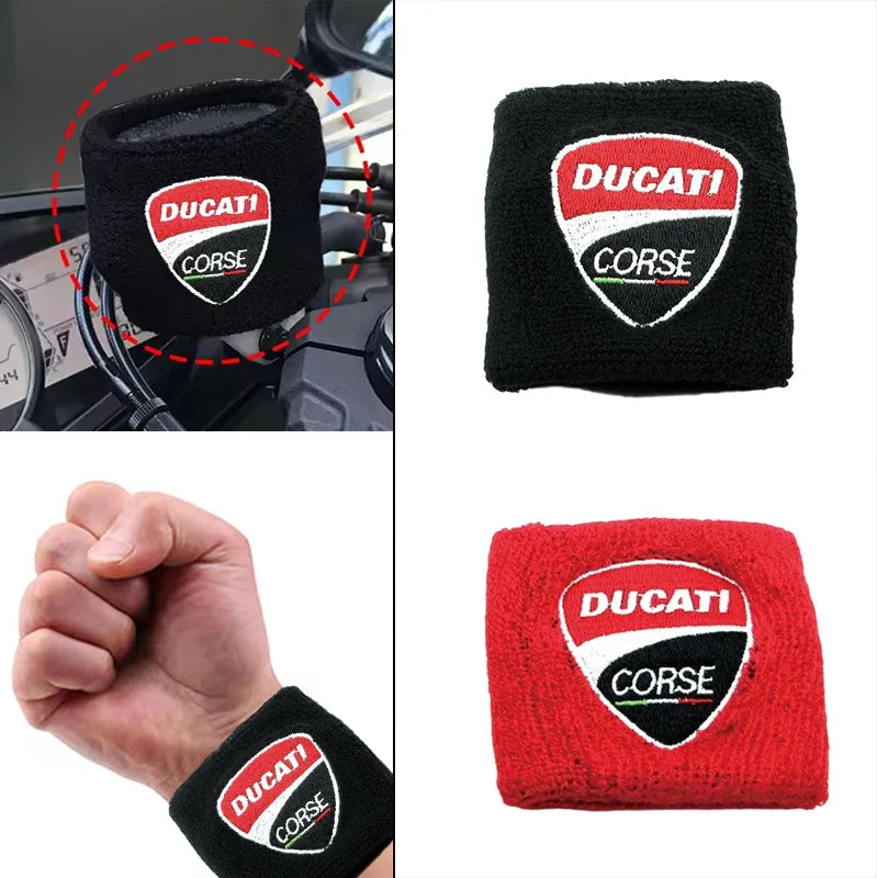 Motorcycle Embroidery Front Fluid Oil Brake Reservoir Sock Cover for Ducati Monster Panigale Diavel Superleggera V4 V2 Scrambler