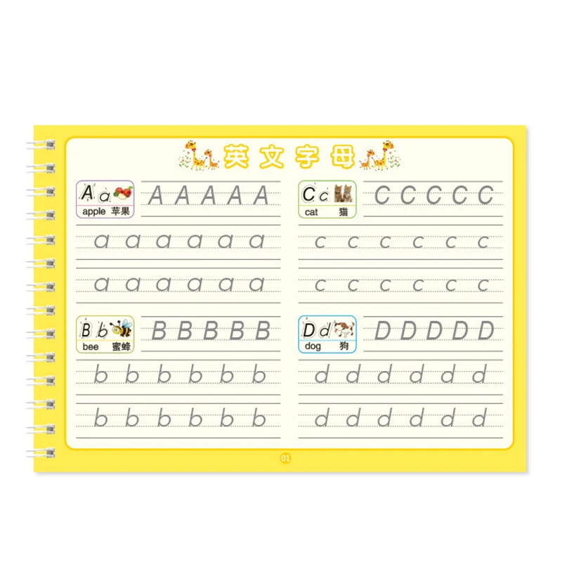 Reusable Children 3D Copybook For Calligraphy Numbers Handwriting Copybooks Learning Math Writing Practice Book For Kids