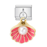 URING New Italian Charm Bracelet Pendant Series Shell Imitation Pearl Heart Personalized Assembly Chain Y2k DIY Making Jewelry